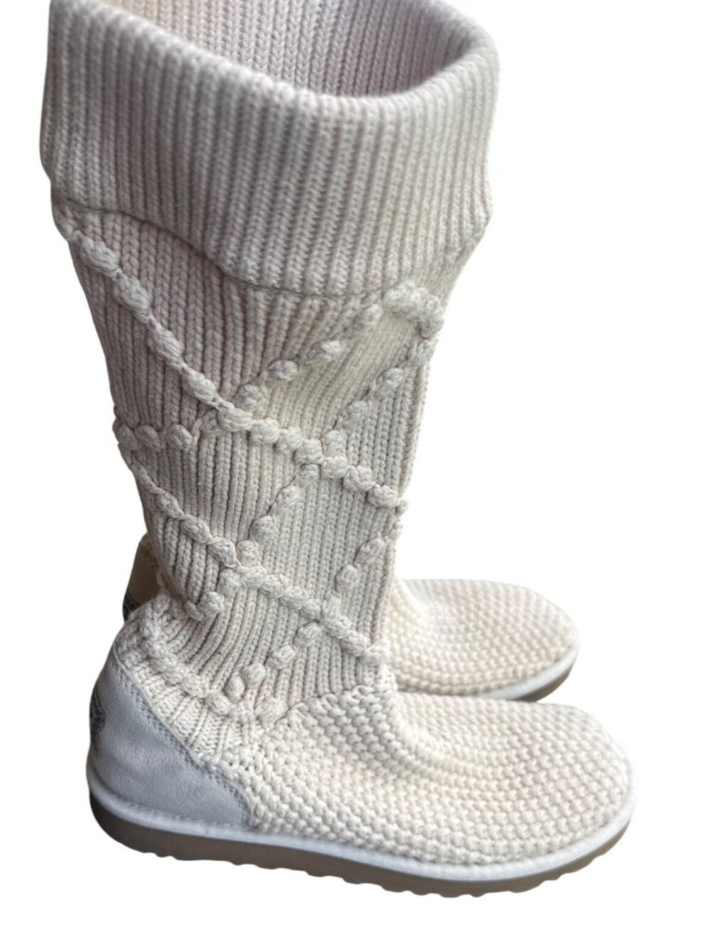 UGG Australia 5833 Cream Knit Tall Boots Womens Size 7